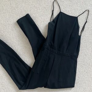 Reformation Square Neckline Black Jumpsuit, XS